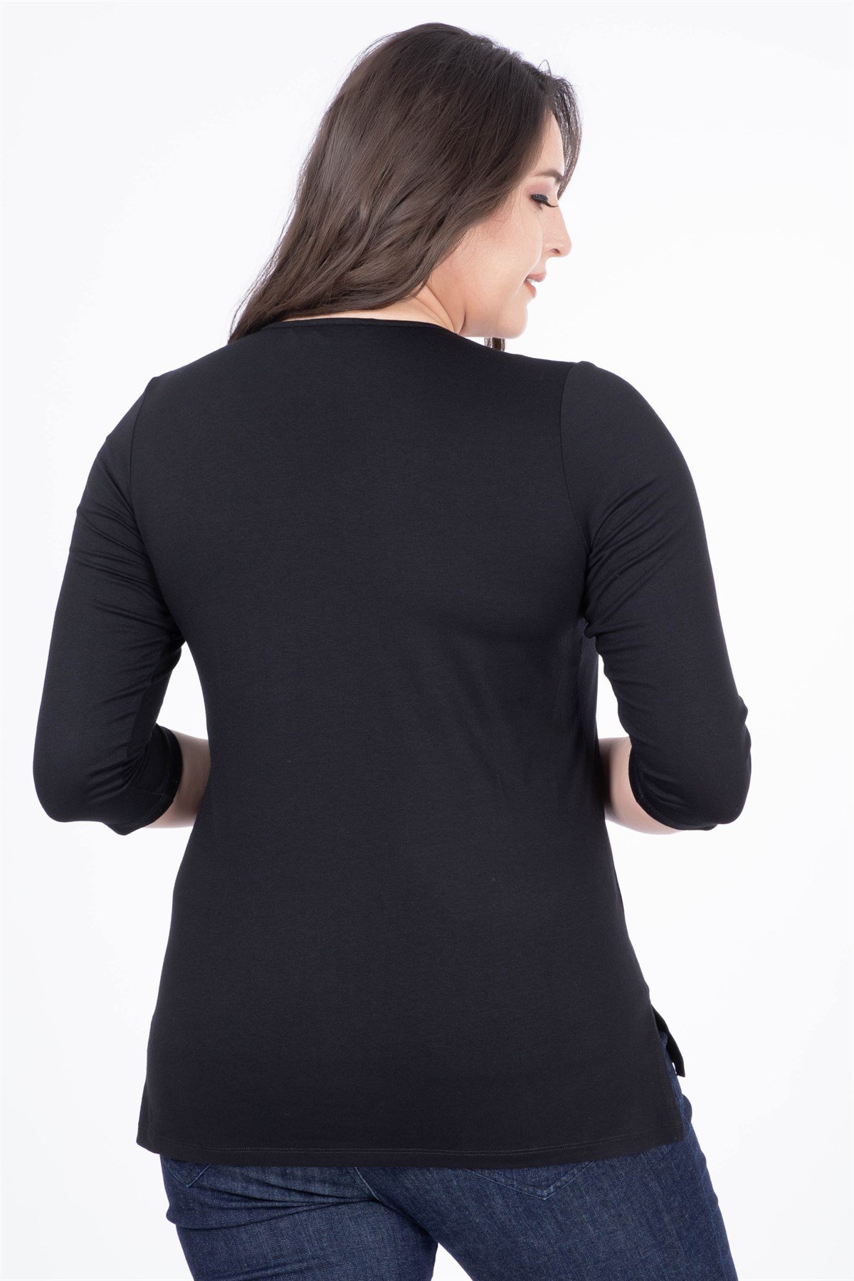 Myline-3/4 Kollu Pul Detaylı T-Shirt-T-Shirt-23412-m