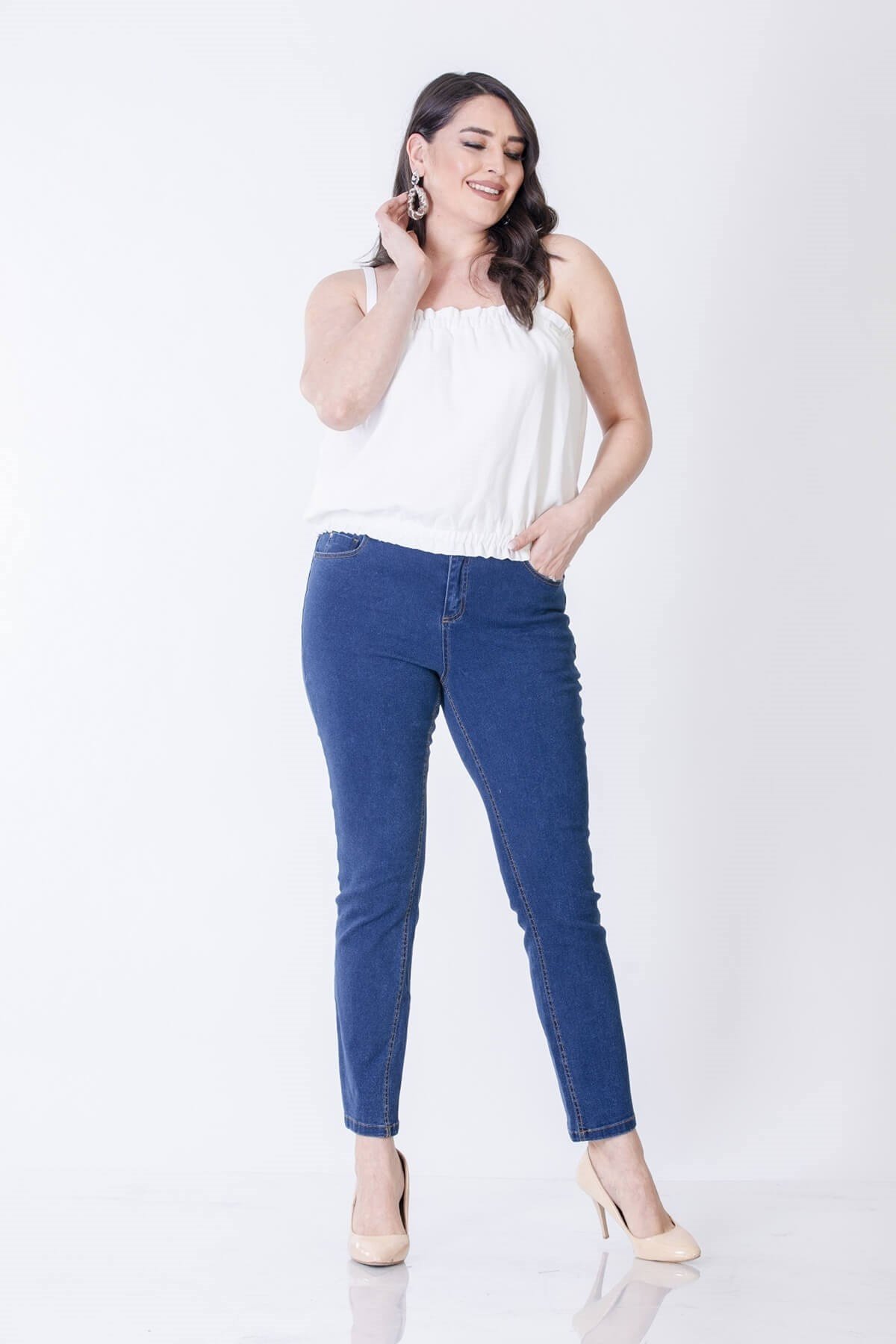 Myline-5 Cep Denim Pantolon-Büyük Beden Pantolon-56016