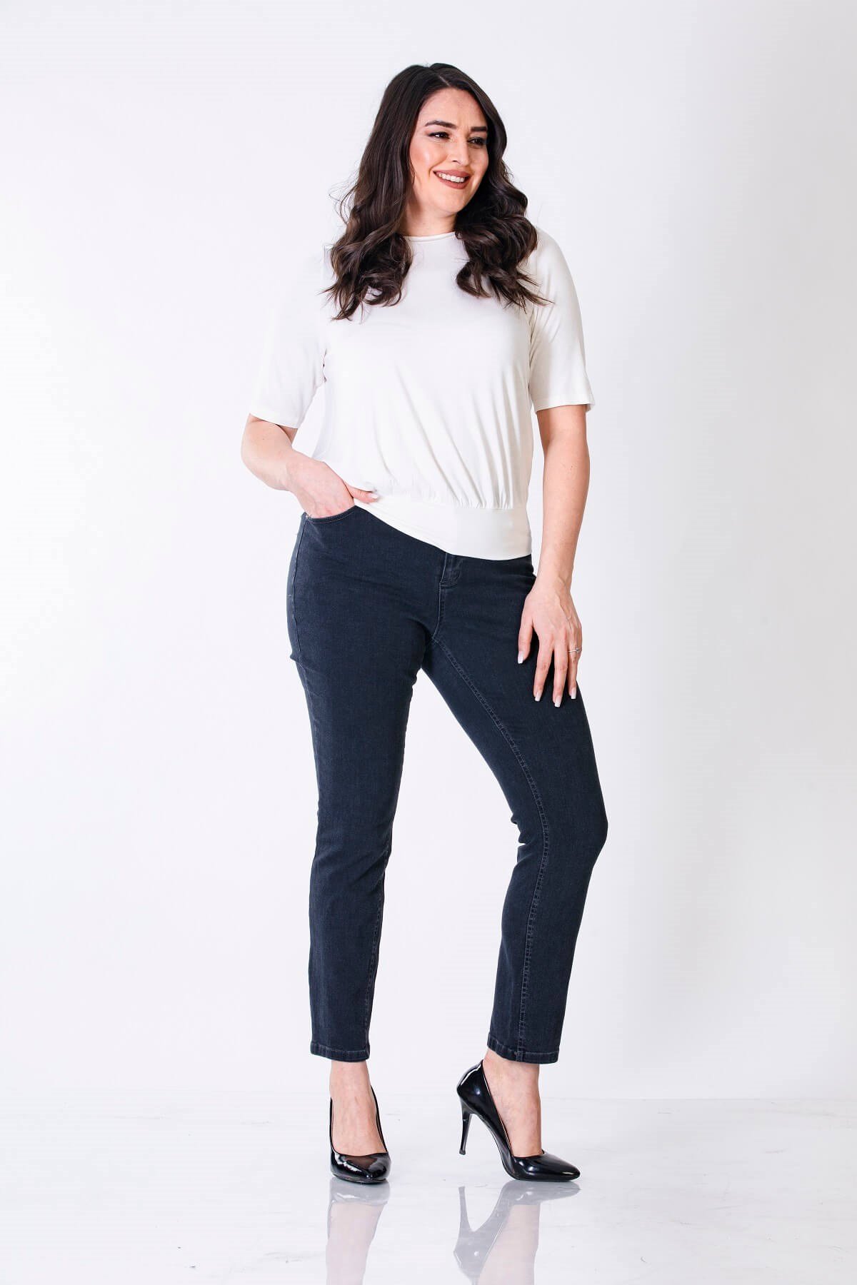 Myline-5 Cep Denim Pantolon-Büyük Beden Pantolon-56101