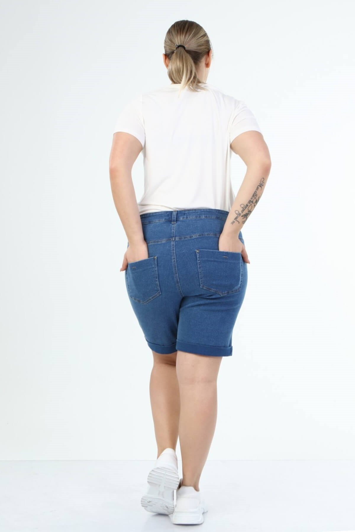 Myline-5 Cep Denim Şort-Büyük Beden Şort-66461