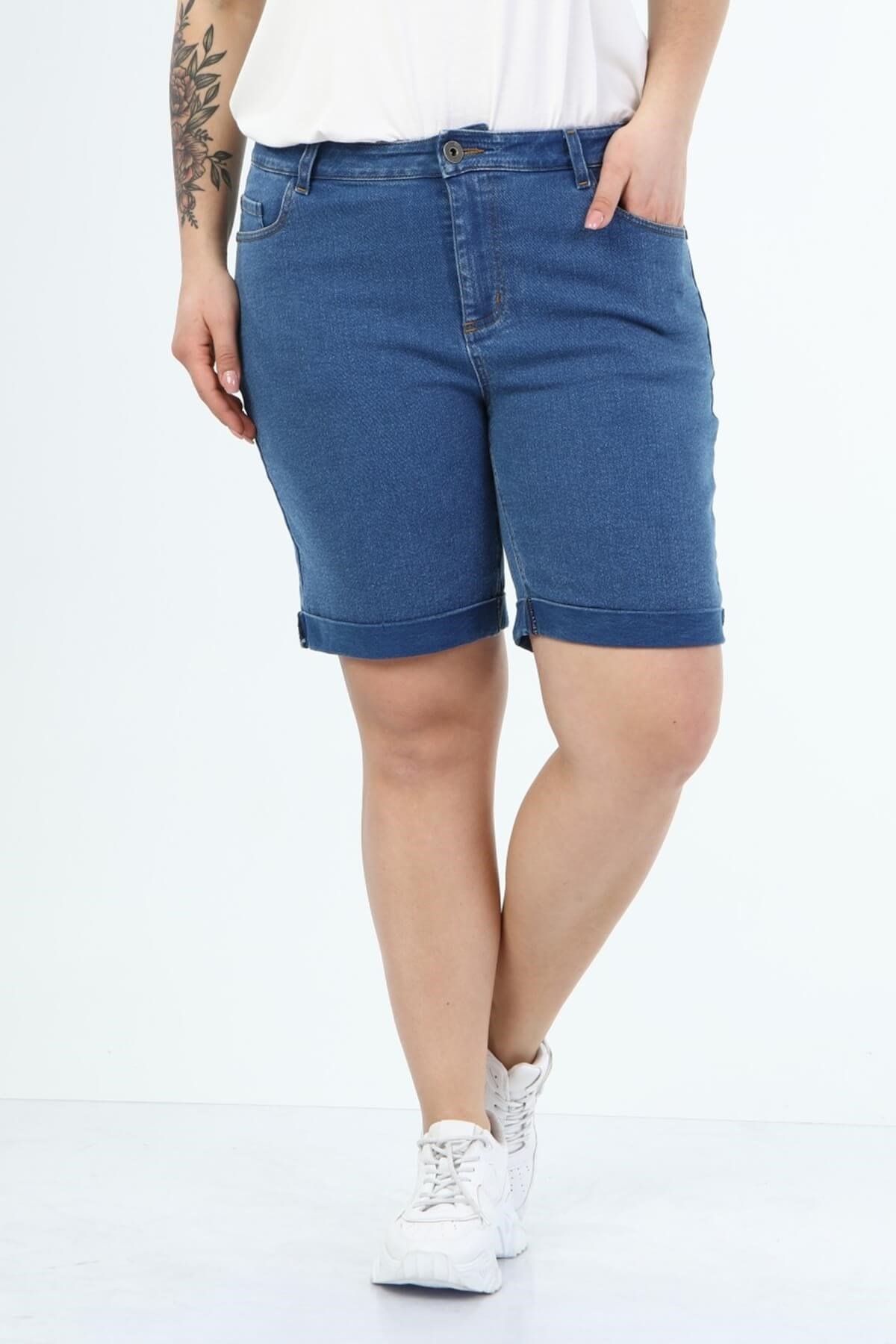 Myline-5 Cep Denim Şort-Büyük Beden Şort-66461