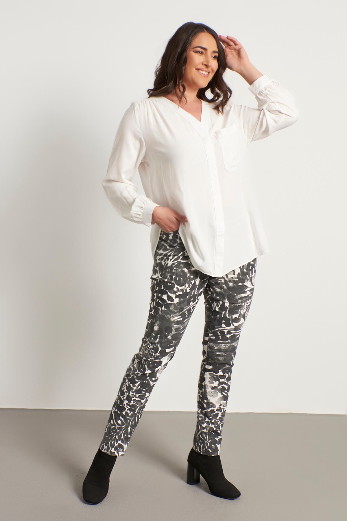Myline-5 Cep Desenli Strech Pantolon-Büyük Beden Pantolon-12457-m