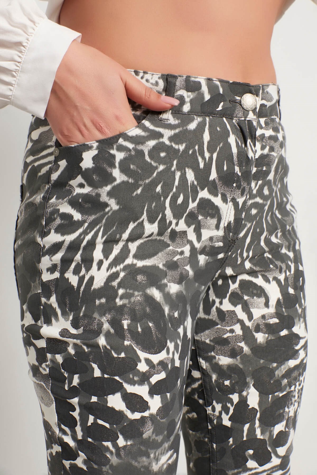 Myline-5 Cep Desenli Strech Pantolon-Büyük Beden Pantolon-12457-m