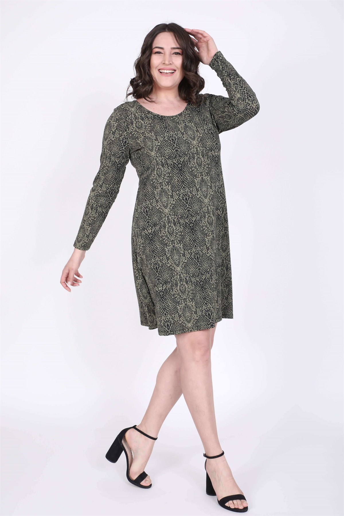 Myline-A Kesim Elbise-Büyük Beden Günlük Elbiseler-35262