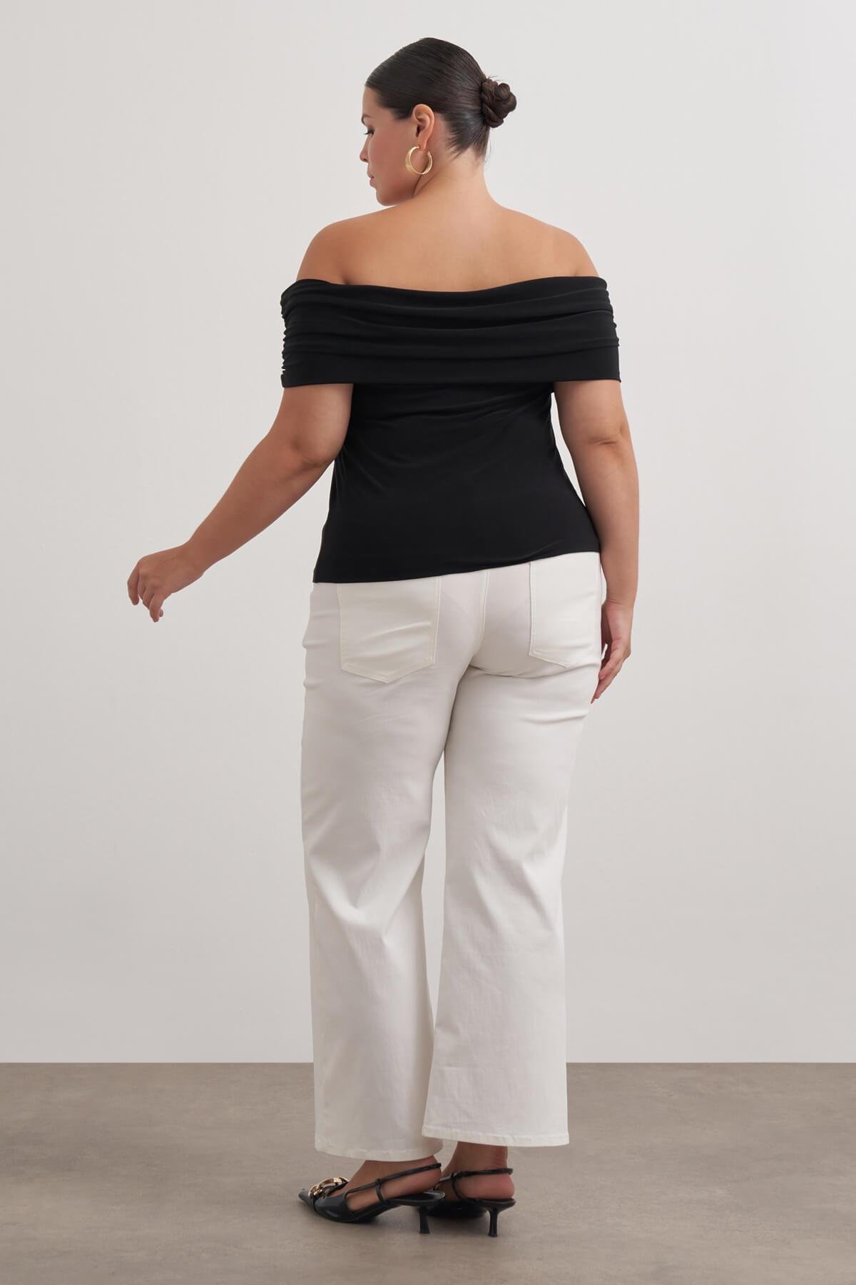 Myline-Açık Omuzlu Büzgülü Bluz-Büyük Beden Bluz-149547