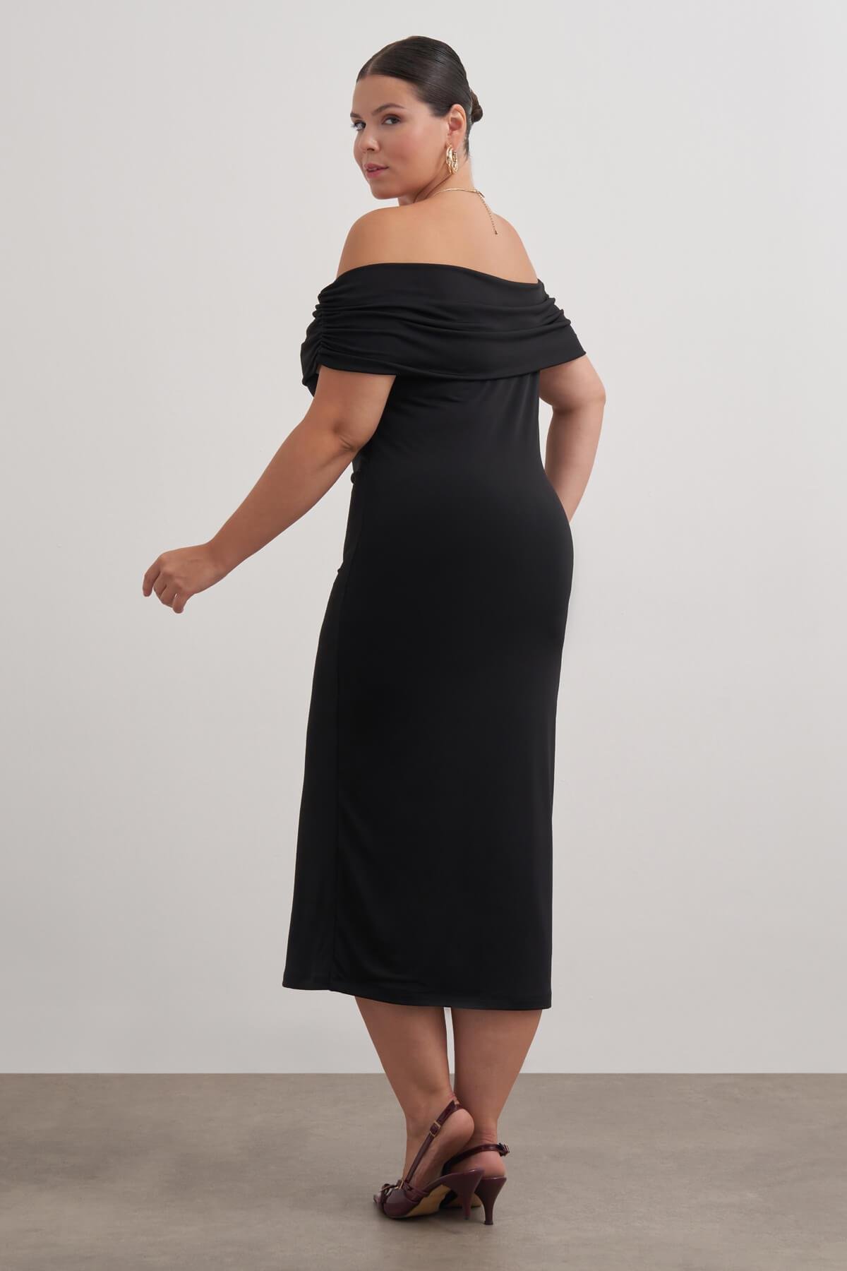 Myline-Açık Omuzlu Kolsuz Elbise-Büyük Beden Günlük Elbiseler-149568