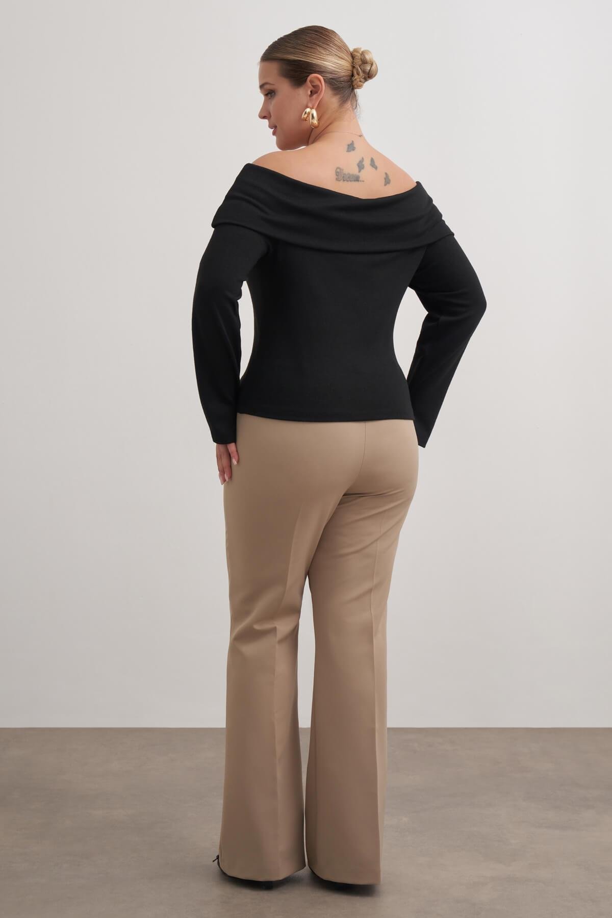 Myline-Açık Omuzlu Triko Bluz-Büyük Beden Bluz-149570