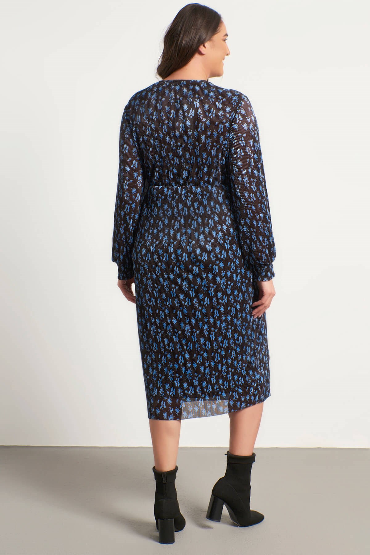 Myline-Anvelop Astarlı Plise Elbise-Büyük Beden Günlük Elbiseler-56290