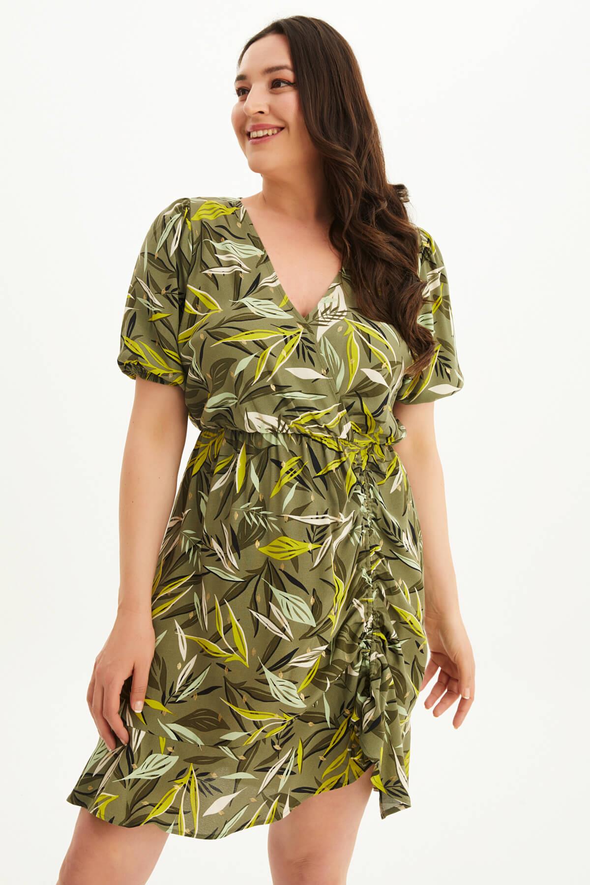 Myline-Anvelop Büzgü Detaylı Elbise -Büyük Beden Günlük Elbiseler-118348