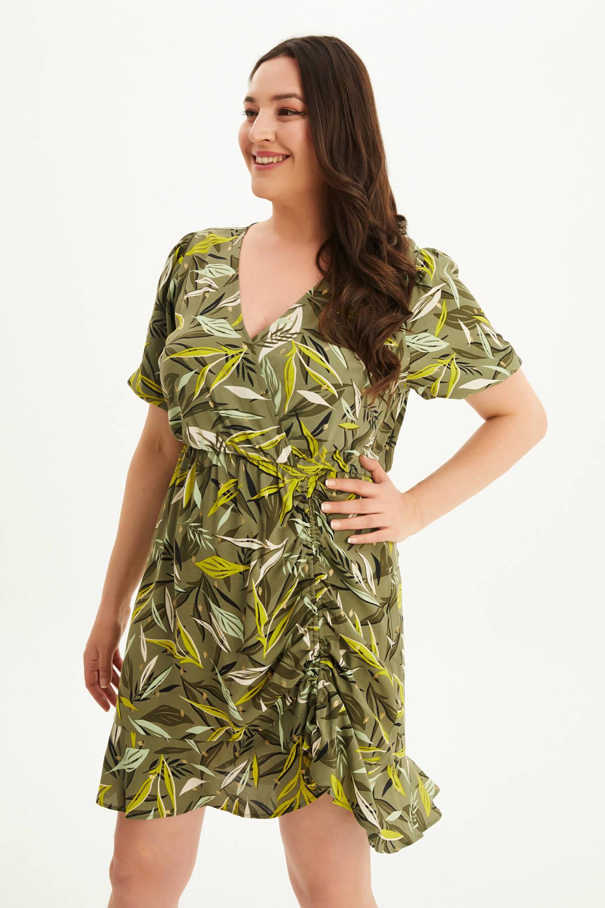 Myline-Anvelop Büzgü Detaylı Elbise -Büyük Beden Günlük Elbiseler-118348