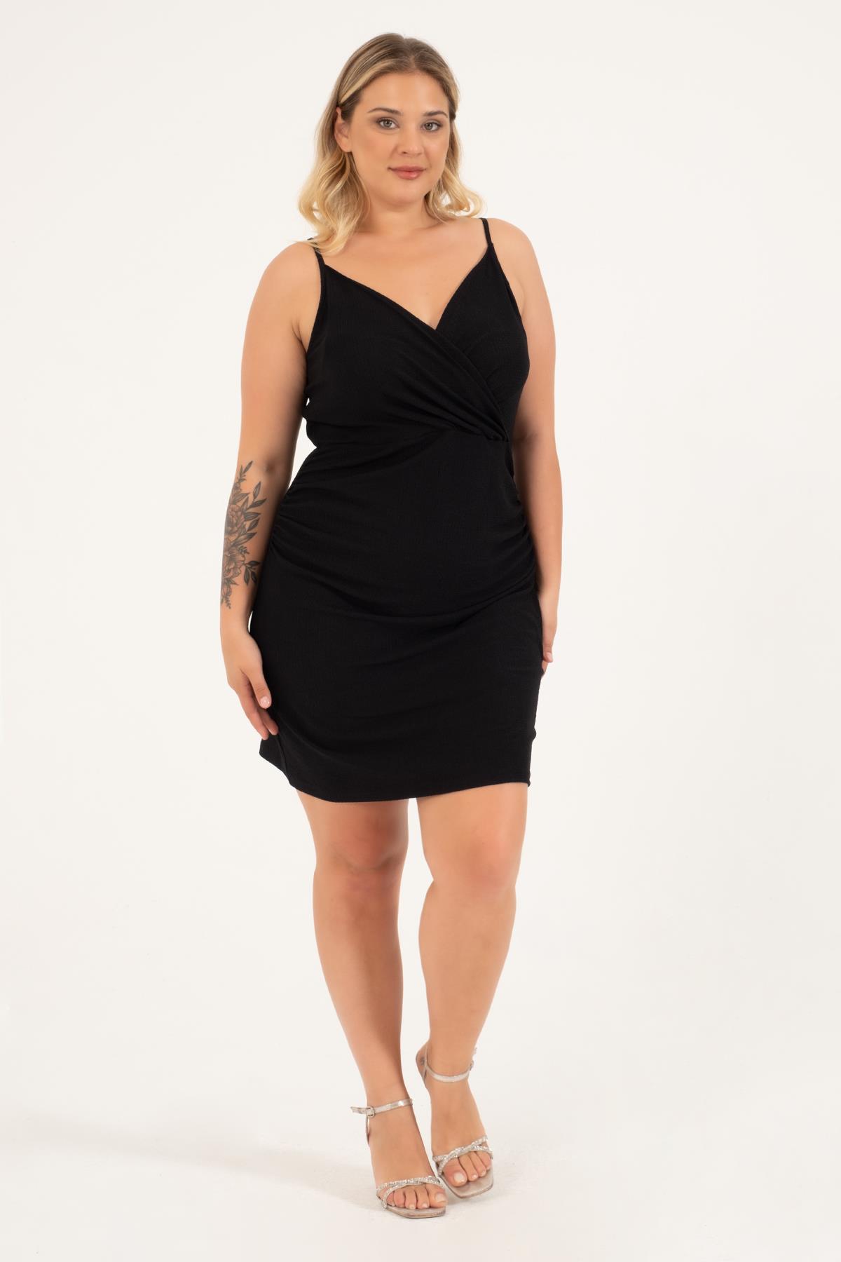 Myline-Anvelop Drapeli Elbise-Büyük Beden Günlük Elbiseler-128759