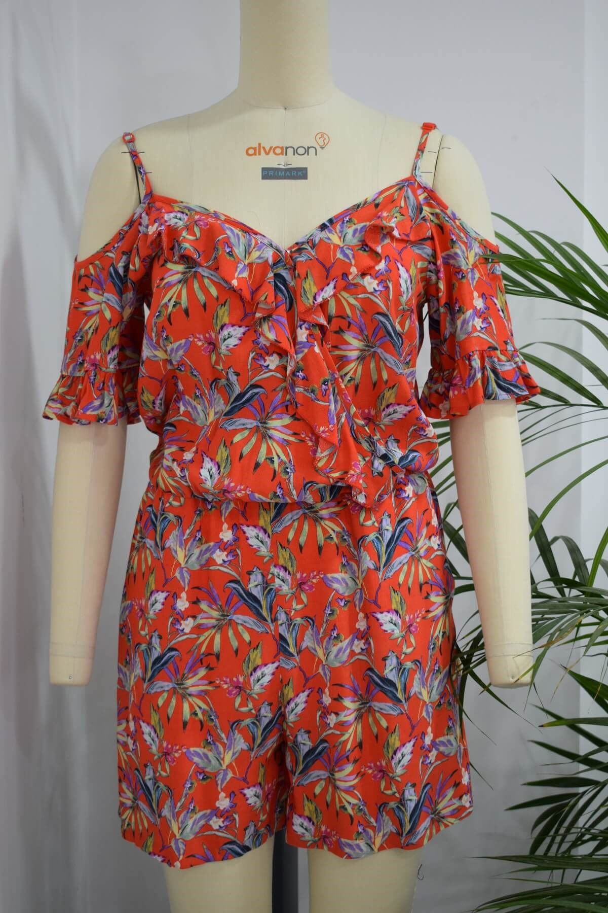 Myline-Anvelop Fırfır Detaylı Tulum-Büyük Beden Outlet-56161