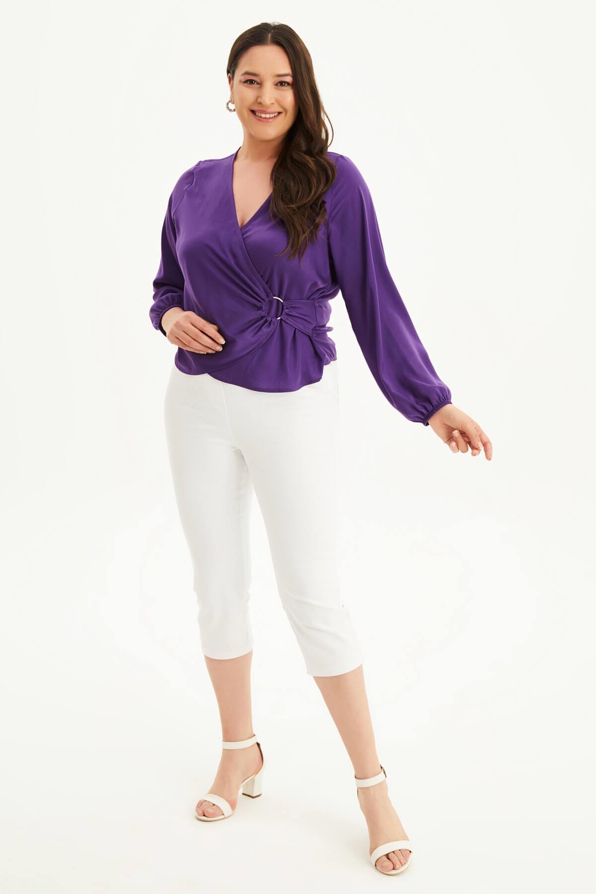 Myline-Anvelop Halka Detaylı Bluz-Büyük Beden Bluz-87904