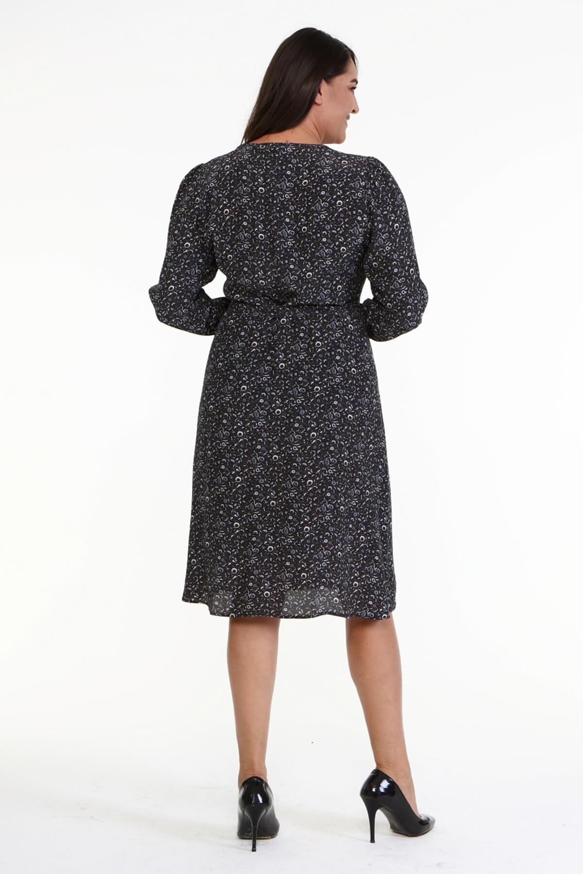 Myline-Anvelop Kuşak Detaylı Elbise-Büyük Beden Günlük Elbiseler-67070