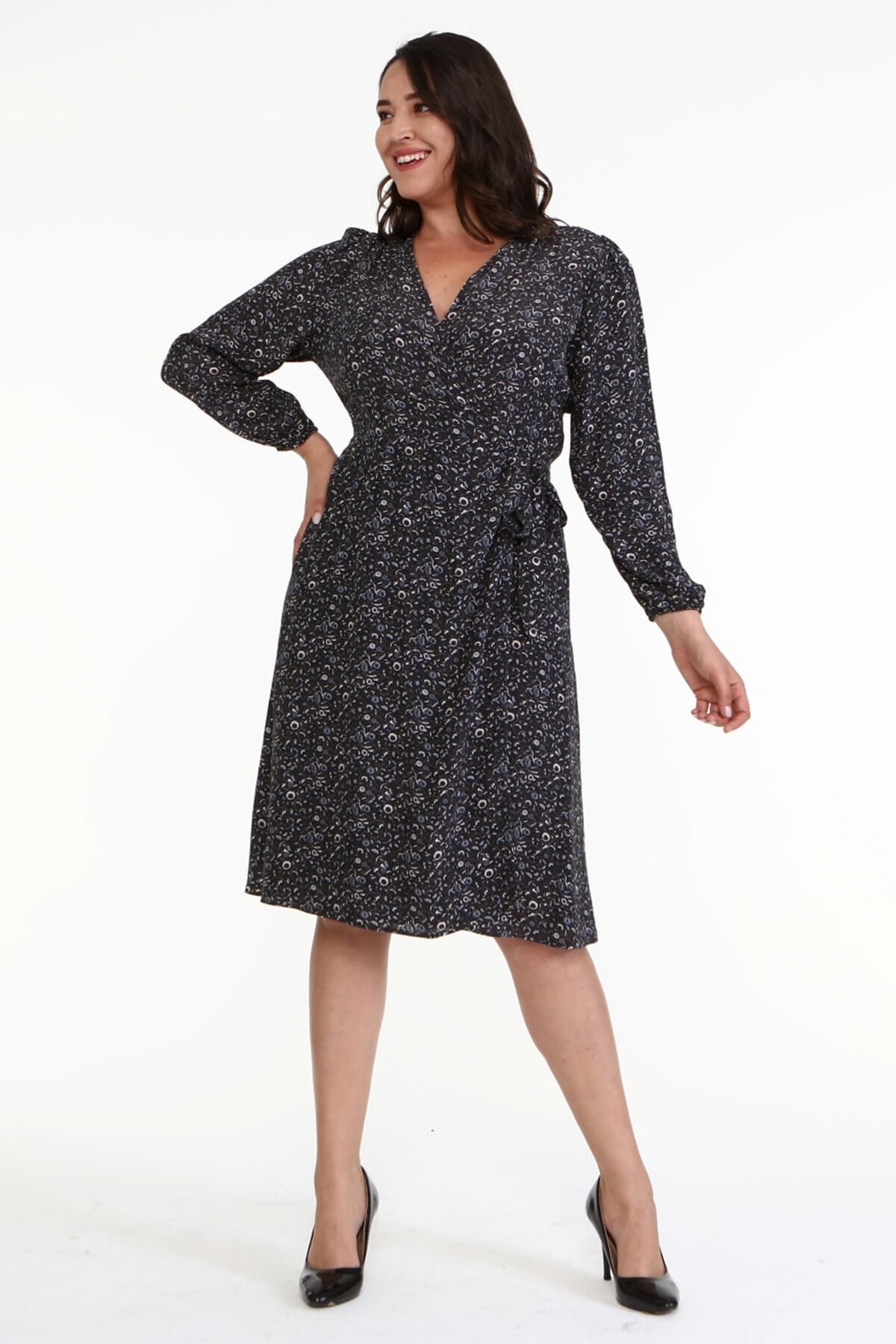 Myline-Anvelop Kuşak Detaylı Elbise-Büyük Beden Günlük Elbiseler-67070