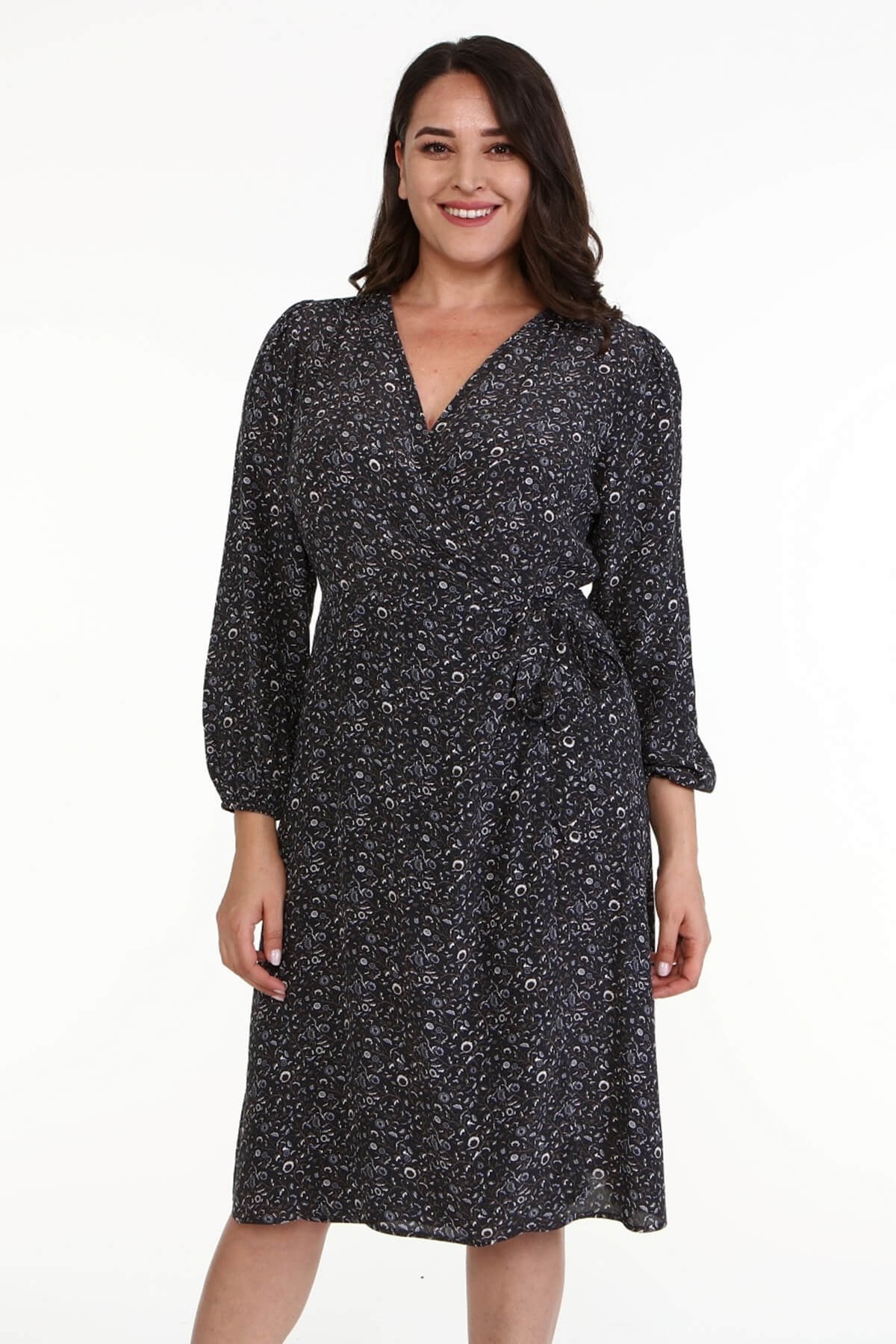 Myline-Anvelop Kuşak Detaylı Elbise-Büyük Beden Günlük Elbiseler-67070