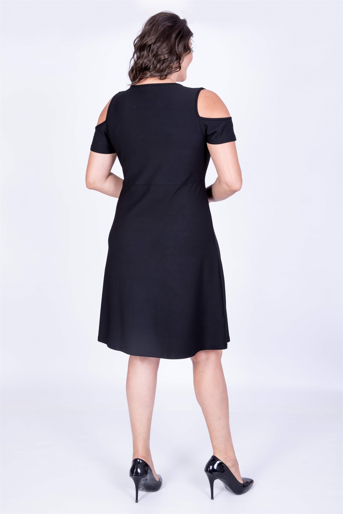 Myline-Anvelop Omuz Çerçeveli Elbise-Büyük Beden Günlük Elbiseler-34640