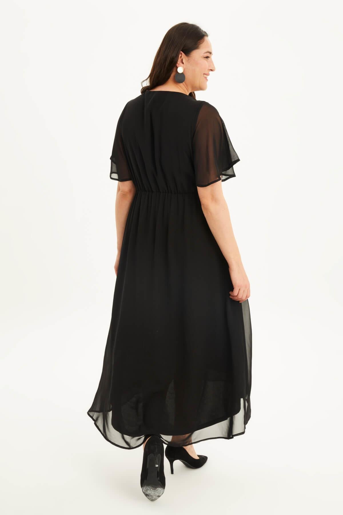 Myline-Anvelop Pelerin Kol Şifon Elbise-Büyük Beden Abiye Elbise-88074