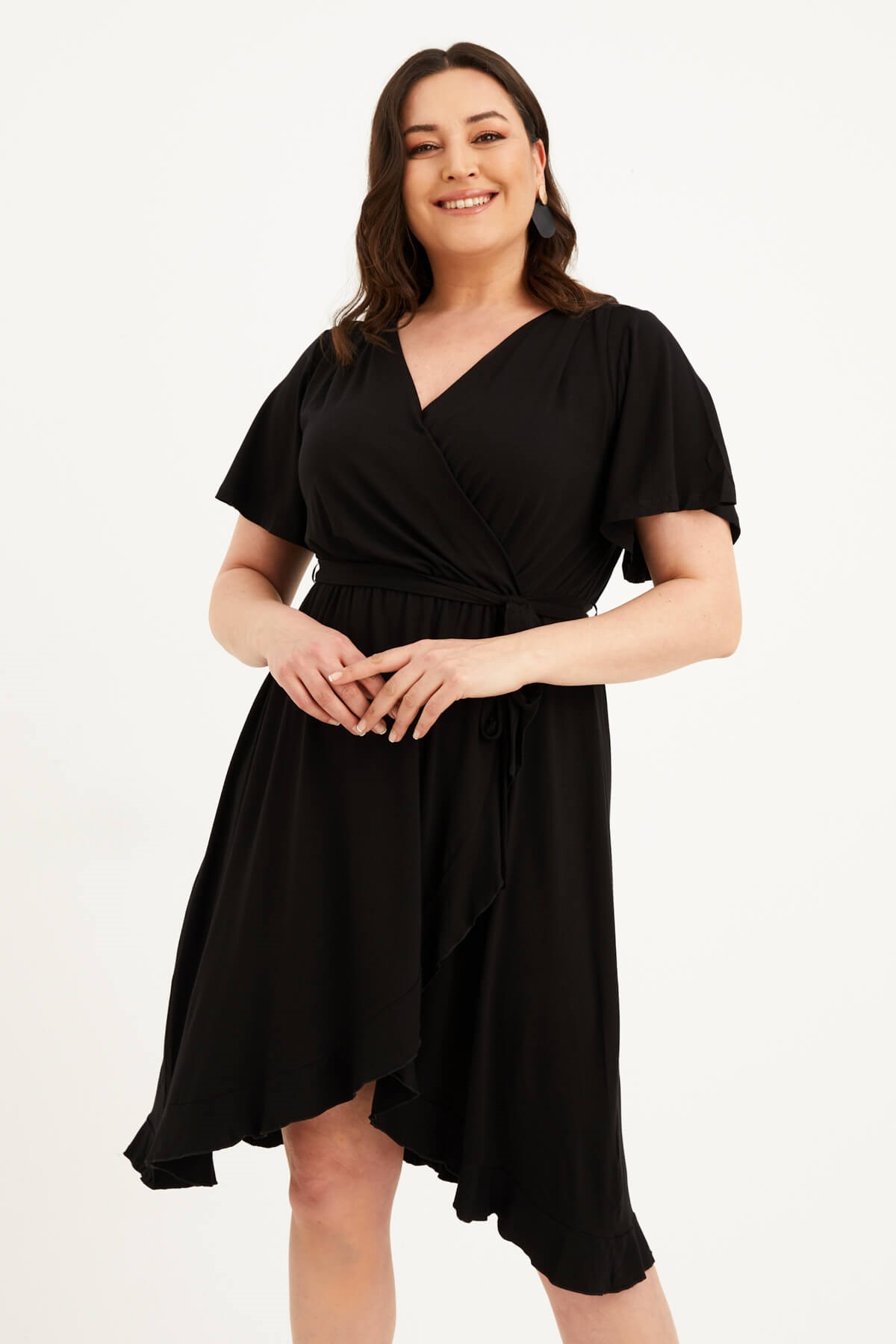 Myline-Anvelop Penye Elbise-Büyük Beden Günlük Elbiseler-66636