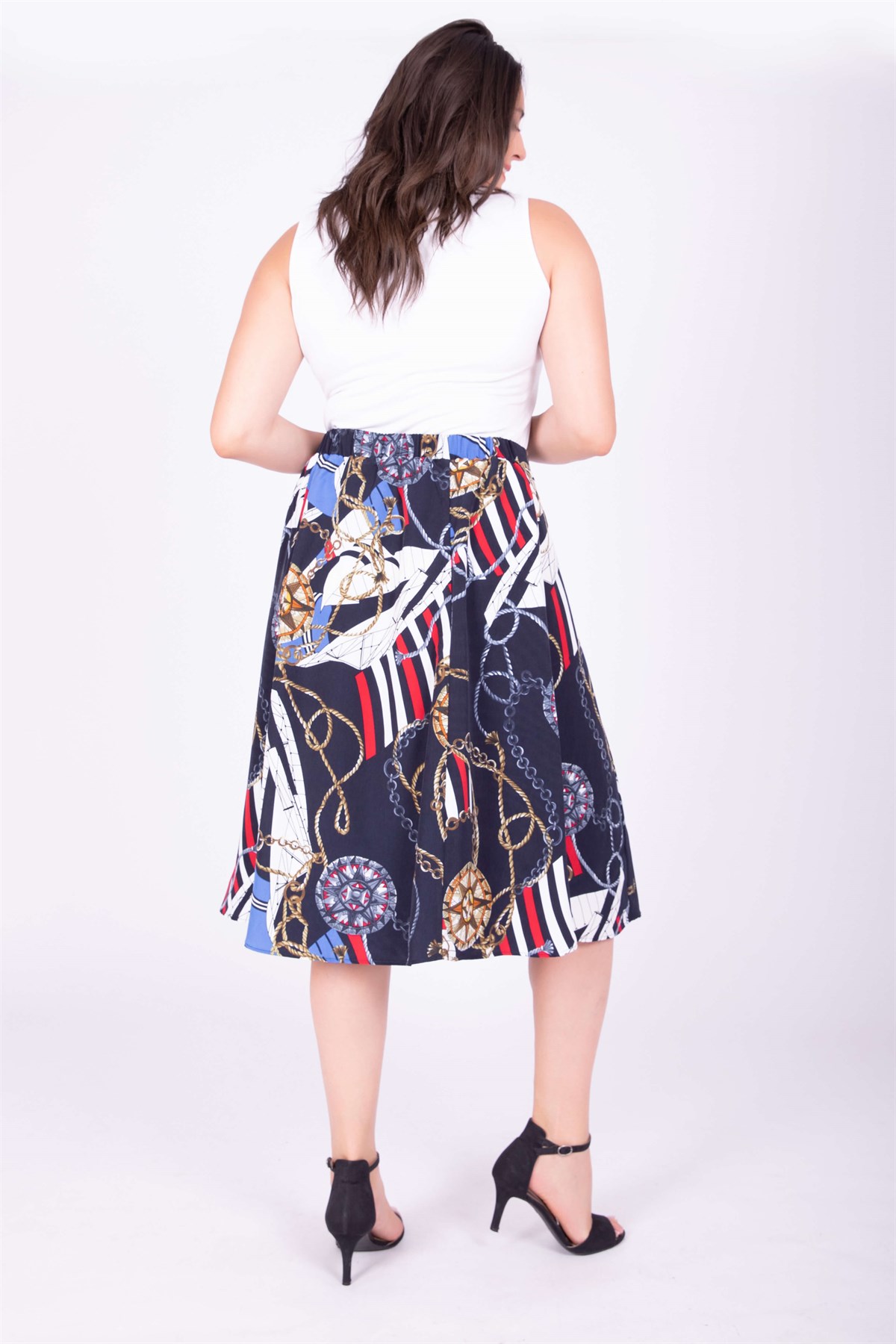 Myline-Arka Bel Lastikli Çan Etek-Büyük Beden Etek-34713