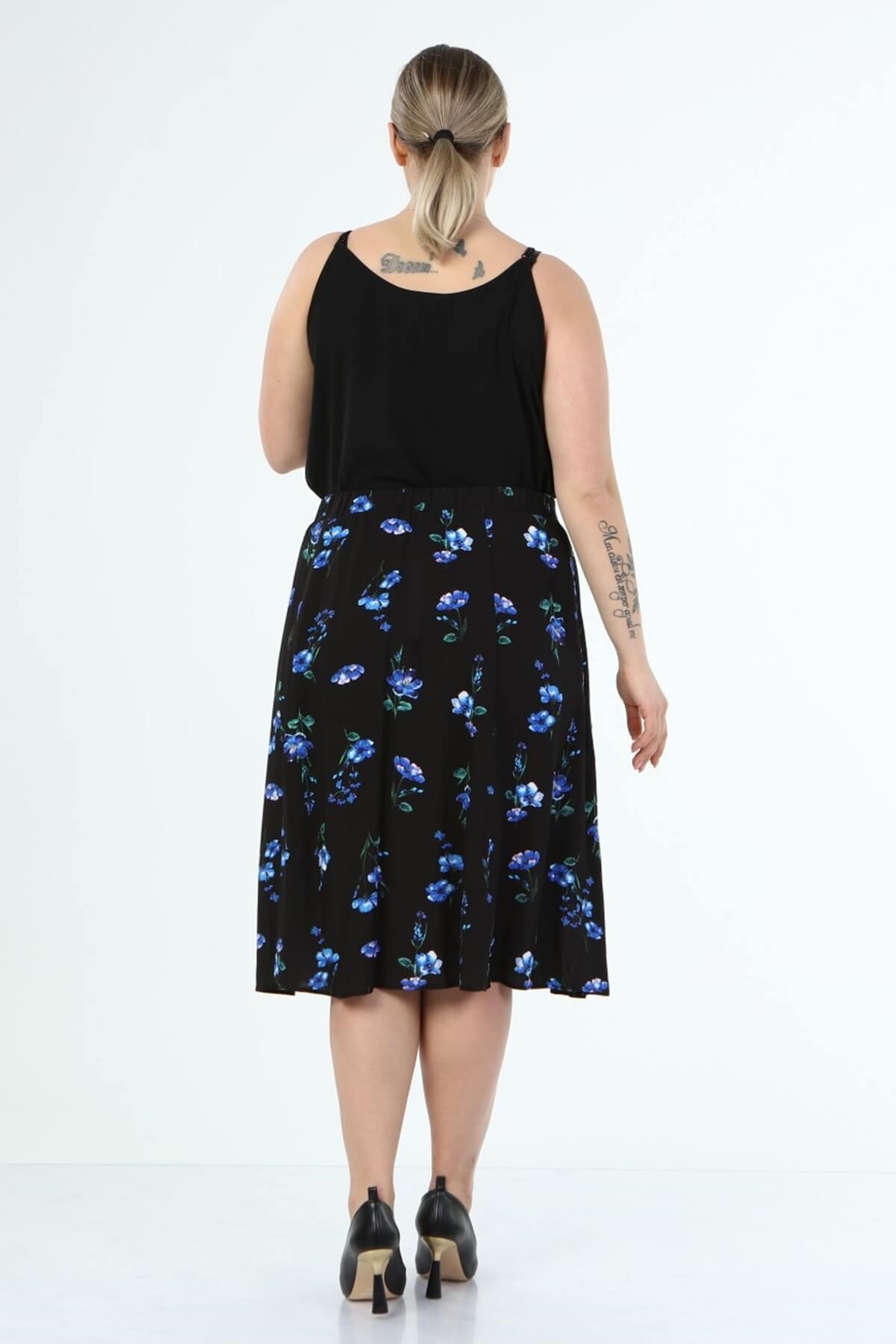 Myline-Arka Bel Lastikli Çan Etek-Büyük Beden Etek-45994