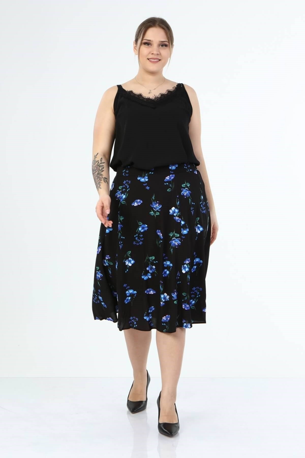 Arka Bel Lastikli Çan Etek