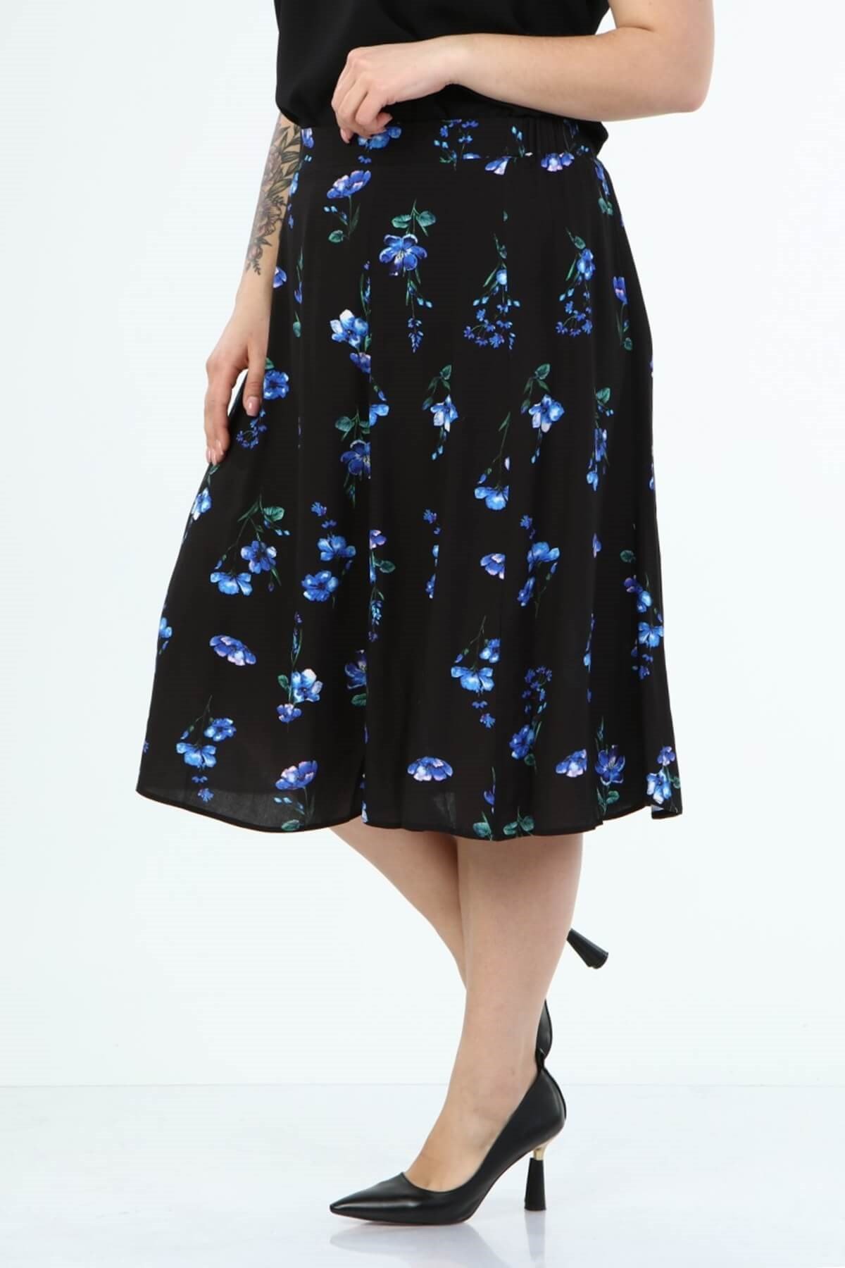 Myline-Arka Bel Lastikli Çan Etek-Büyük Beden Etek-45994