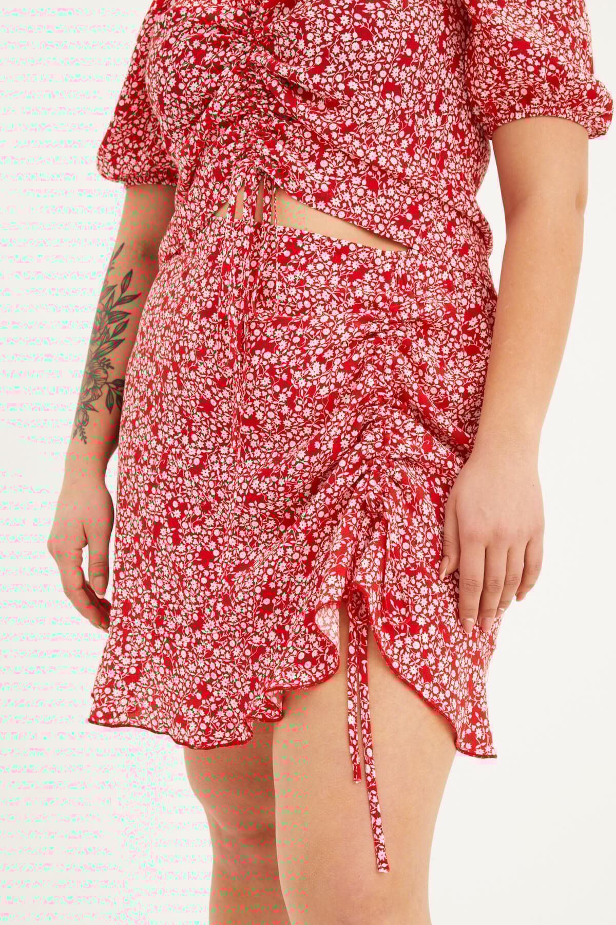 Myline-Arka Bel Lastikli Yanı Büzgülü Etek -Büyük Beden Etek-77481