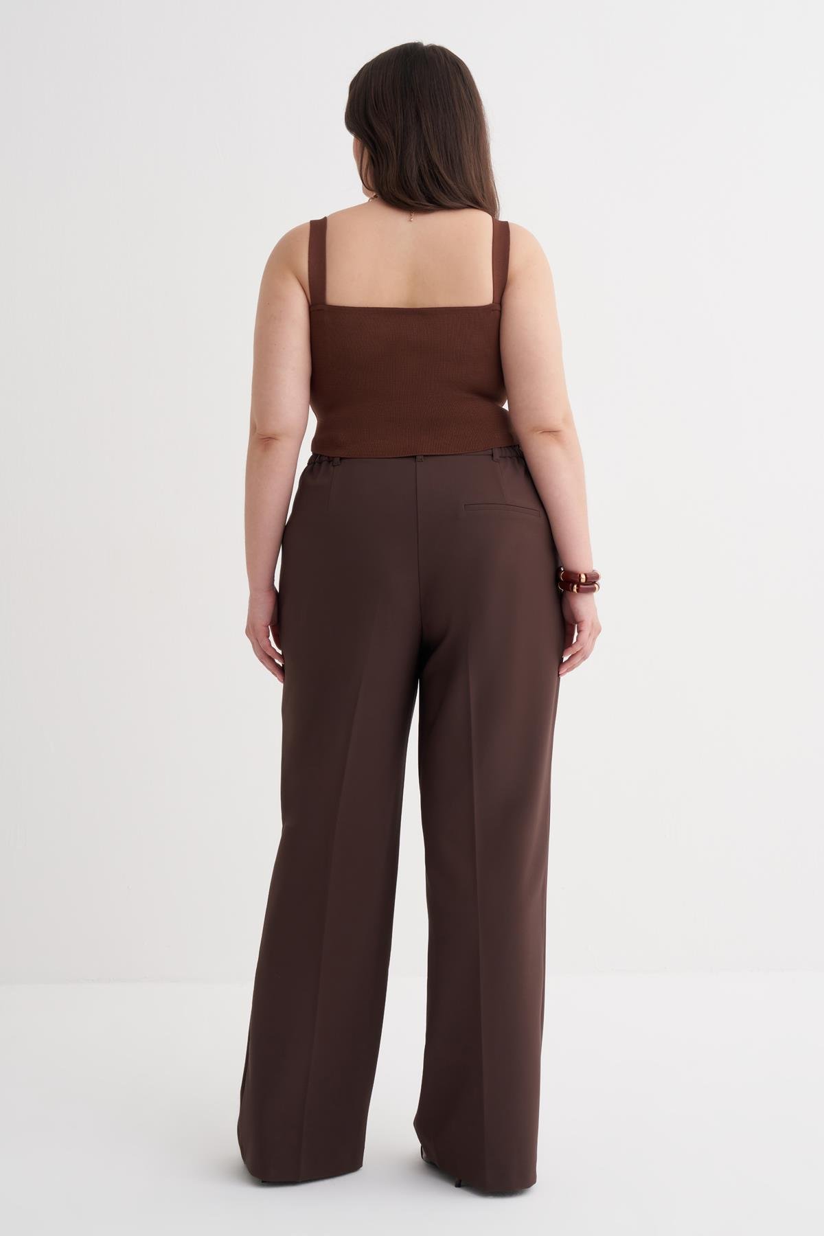 Myline-Arka Beli Lastikli Pileli Pantolon-Büyük Beden Pantolon-149952