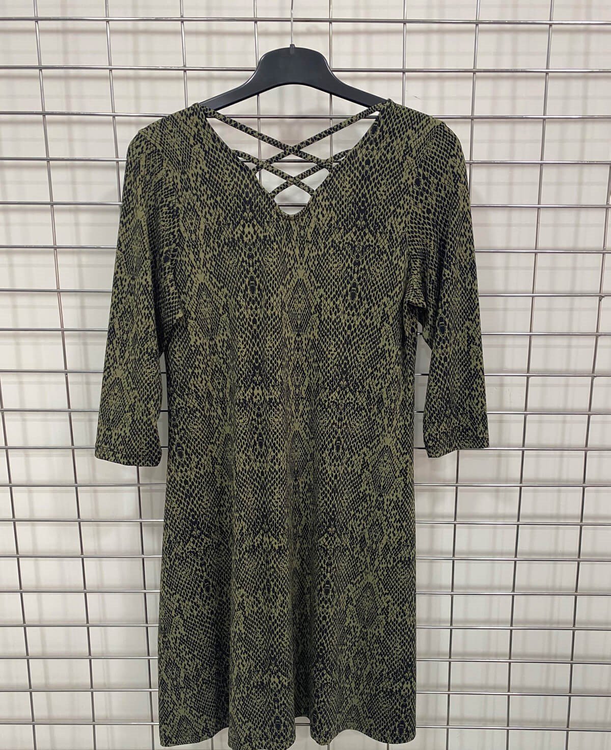 Myline-Arkası Çapraz Detaylı Örme Elbise-Büyük Beden Outlet-66527