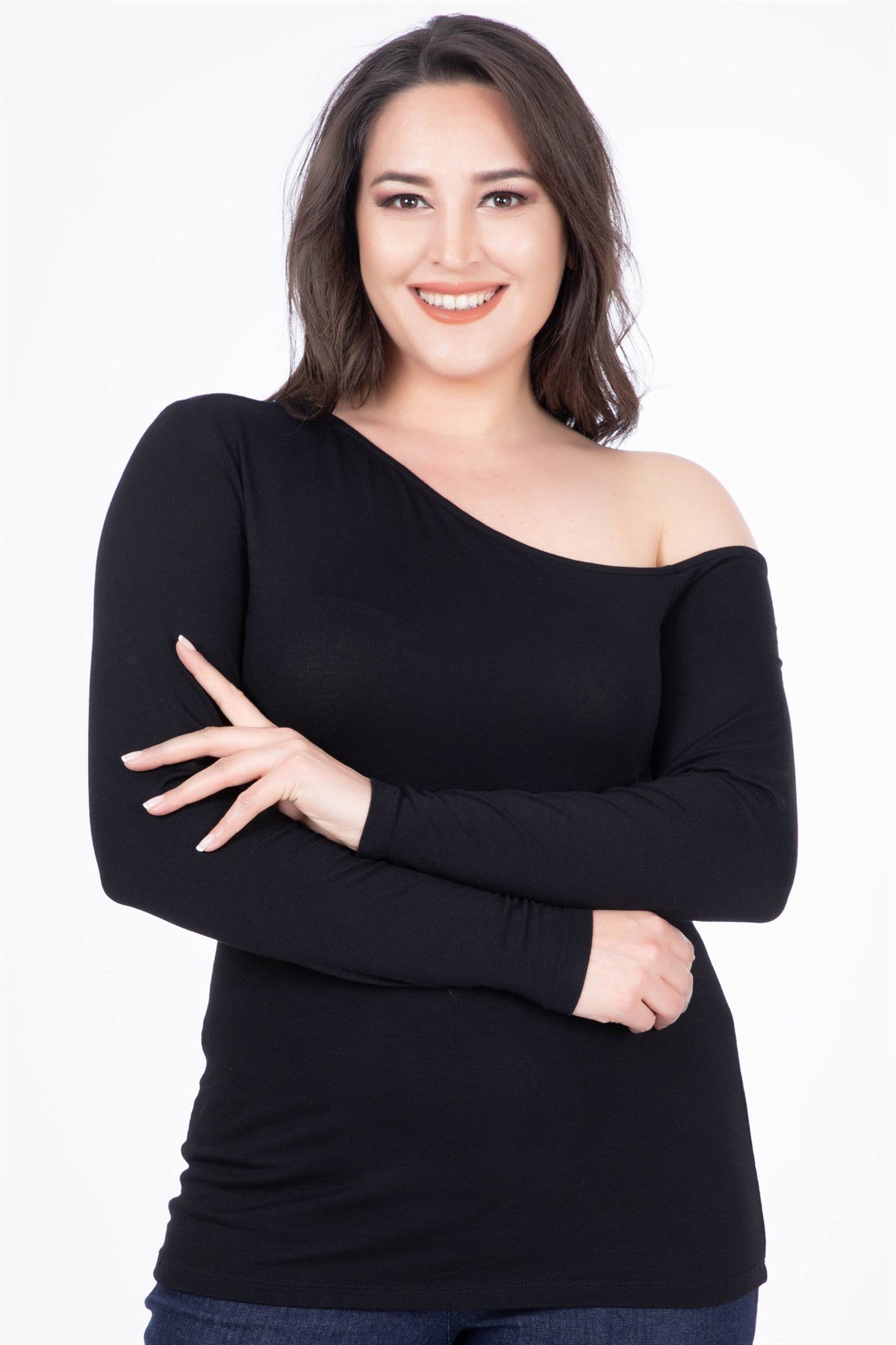 MYLINE-Asimetri Yaka Bluz-Bluz-34436