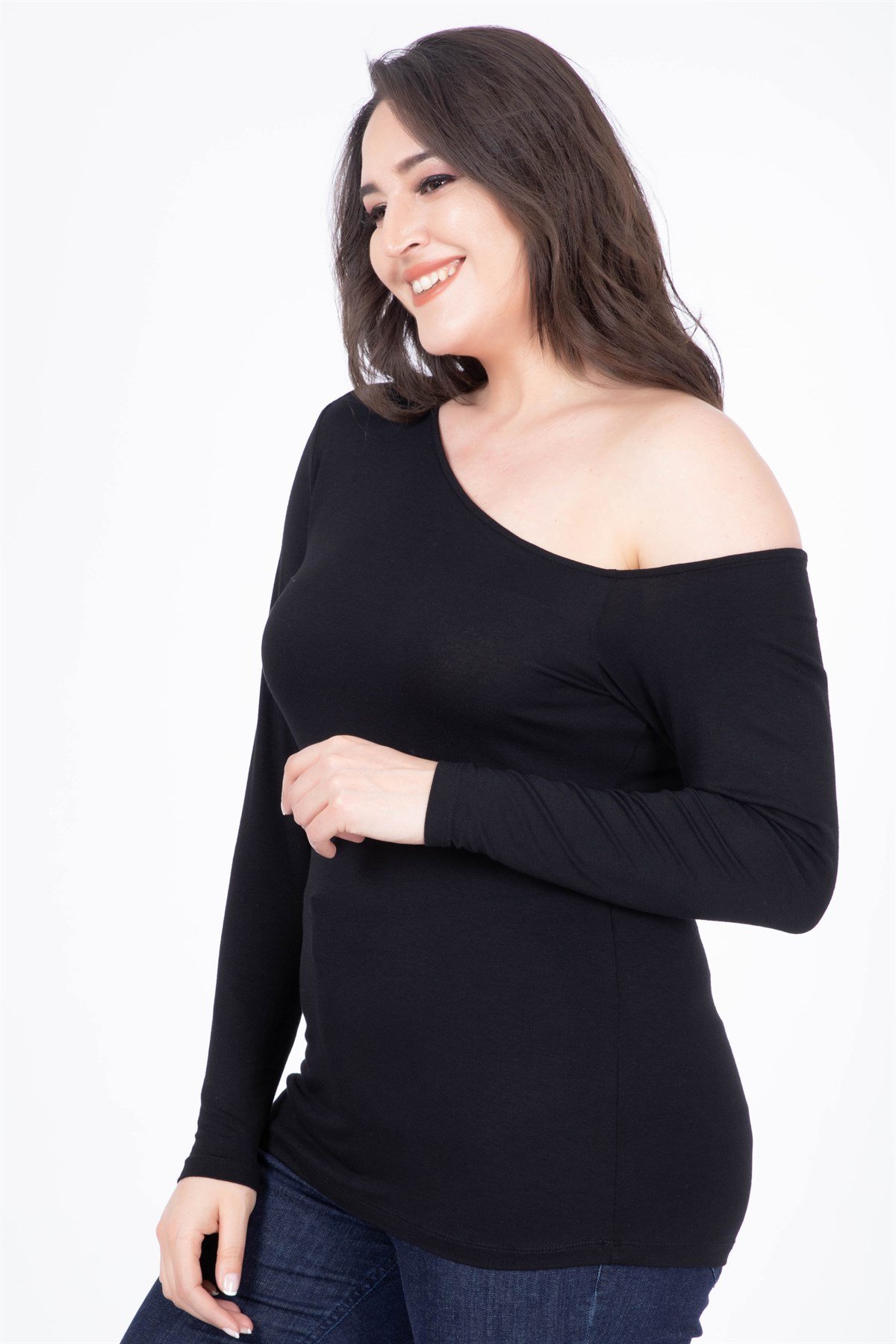 MYLINE-Asimetri Yaka Bluz-Bluz-34436