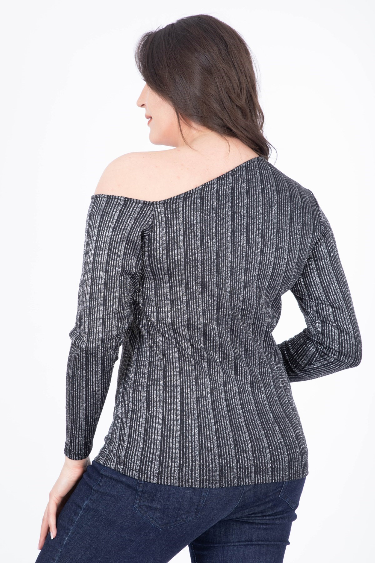 MYLINE-Asimetri Yaka Simli Bluz-Bluz-34437