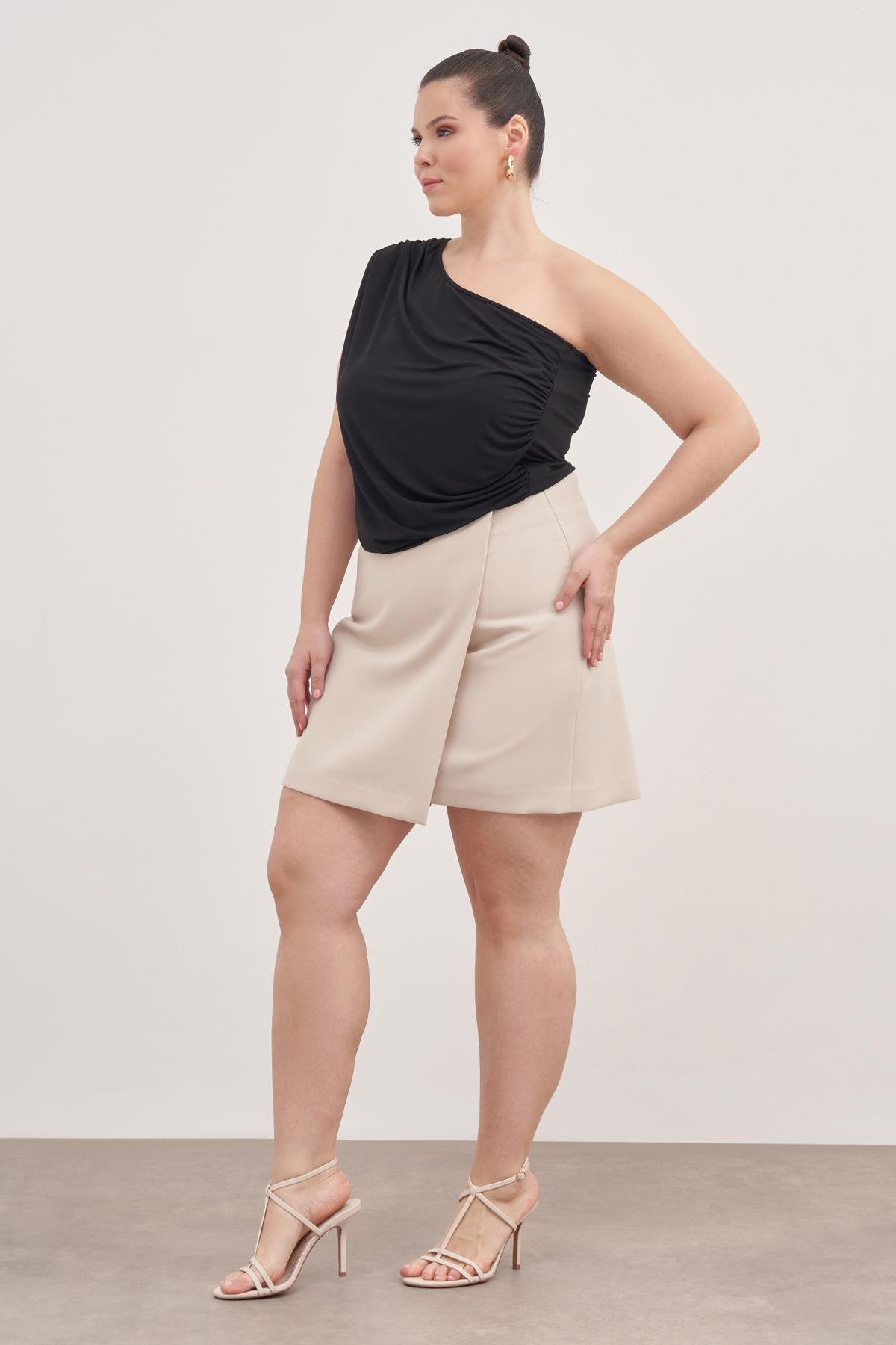 Myline-Asimetrik Şort Etek -Büyük Beden Etek-139136