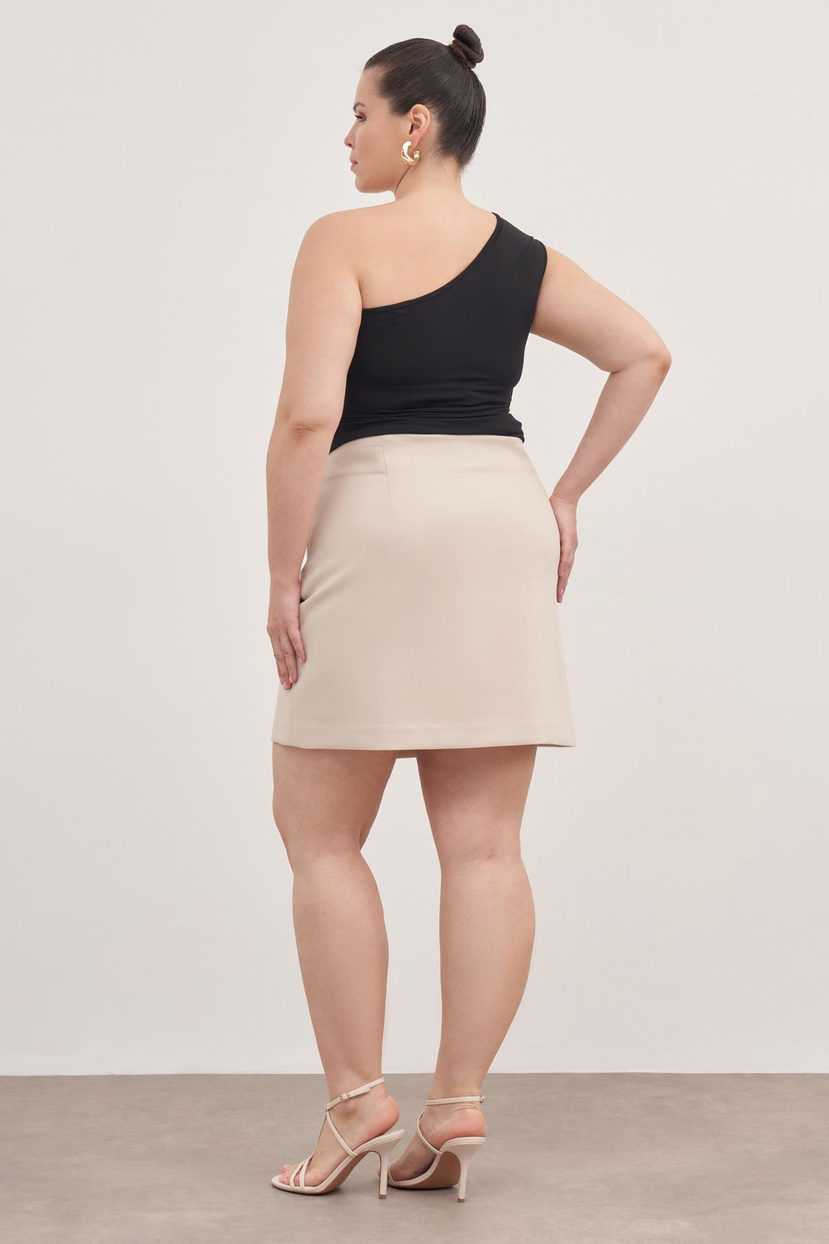 Myline-Asimetrik Şort Etek -Büyük Beden Etek-139136