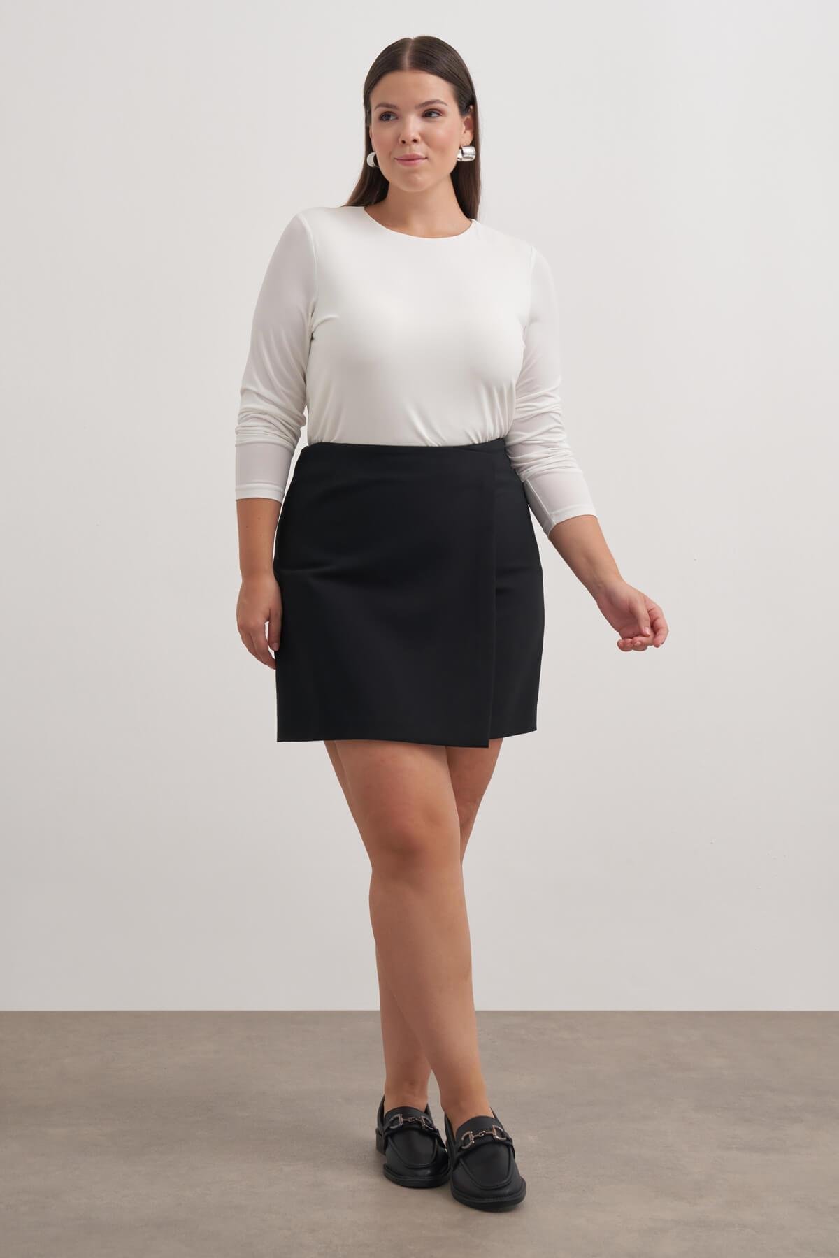 Myline-Asimetrik Şort Etek-Büyük Beden Etek-149507