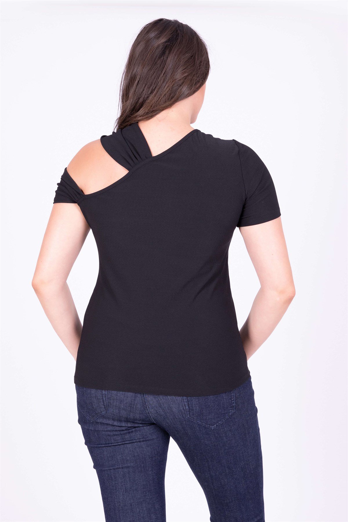 Myline-Asimetrik Yaka Bluz-Büyük Beden Bluz-34639