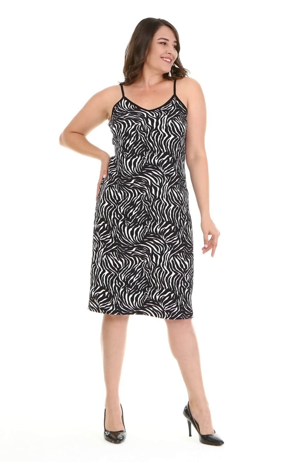 Myline-Askılı Örme Elbise-Büyük Beden Günlük Elbiseler-77128