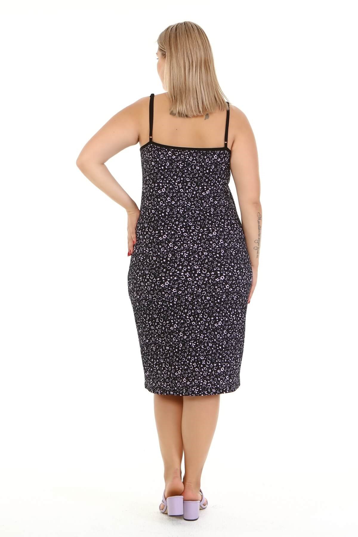 Myline-Askılı Örme Elbise-Büyük Beden Günlük Elbiseler-77135