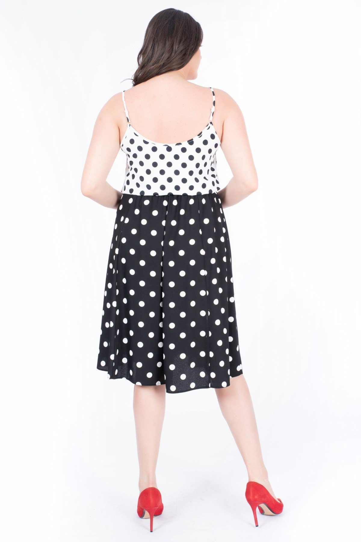 MYLINE-Askılı Puantiyeli Bluz-Bluz-34558