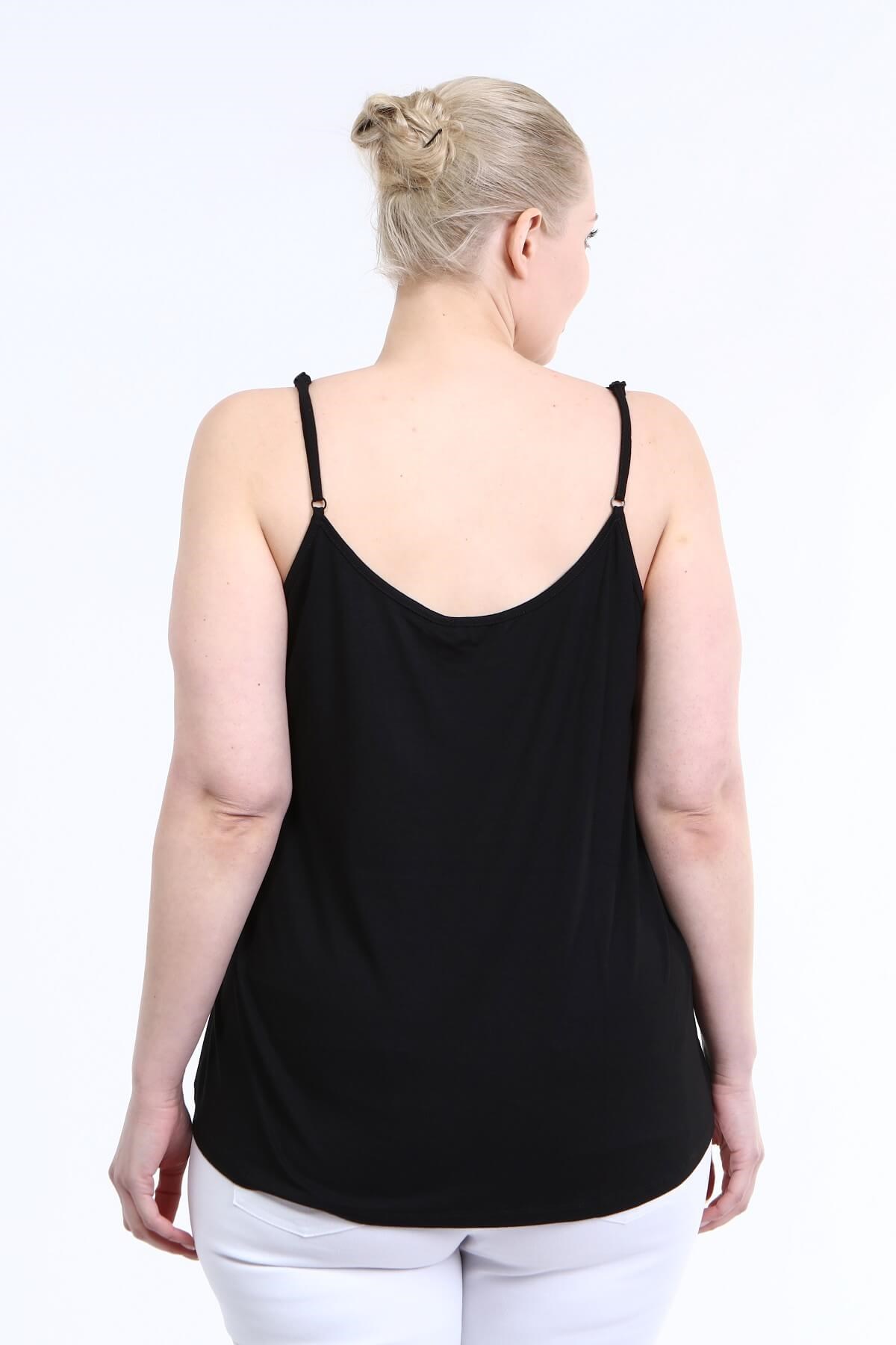 Myline-Askılı Şerit Detay Penye Bluz-Büyük Beden Bluz-66446