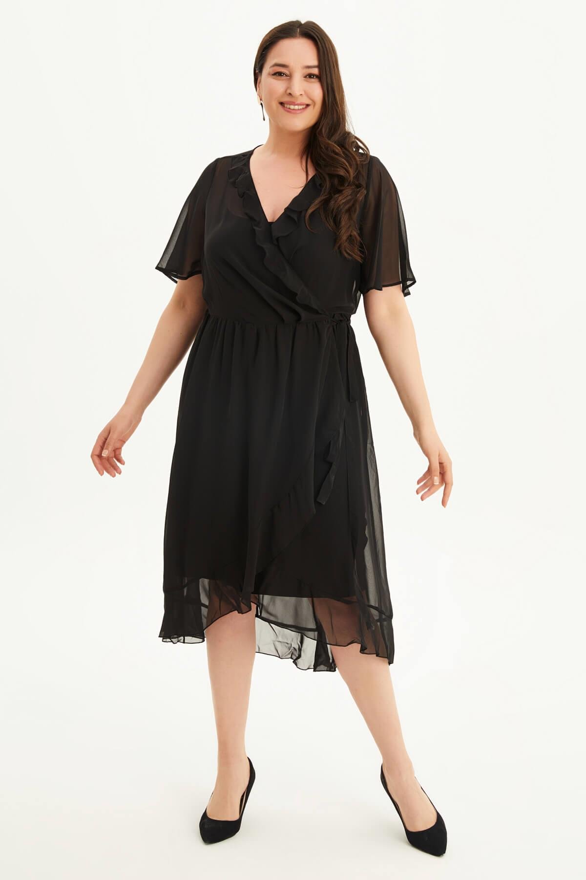 Astarlı Anvelop Şifon Elbise