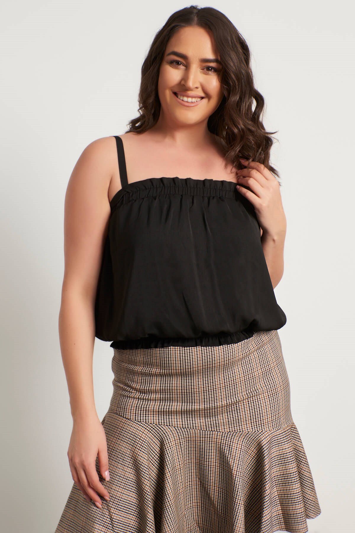 Myline-Astarlı Askılı Top-Büyük Beden Bluz-56311