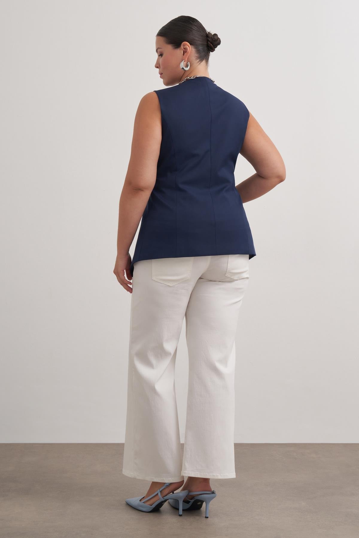 Myline-Astarlı Belden Oturtmalı Yelek-Büyük Beden Yelek-149595