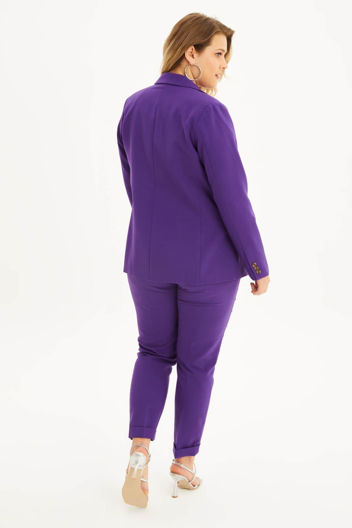 Myline-Astarlı Blazer Ceket-Büyük Beden Ceket-118358