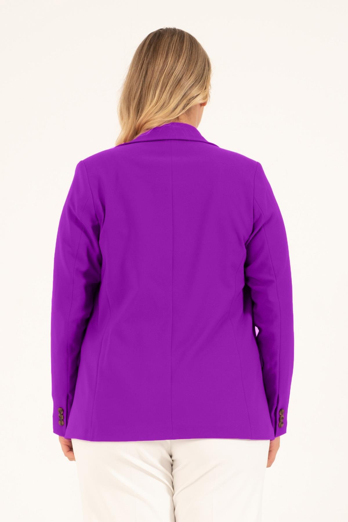 Myline-Astarlı Blazer Ceket-Büyük Beden Ceket-118519