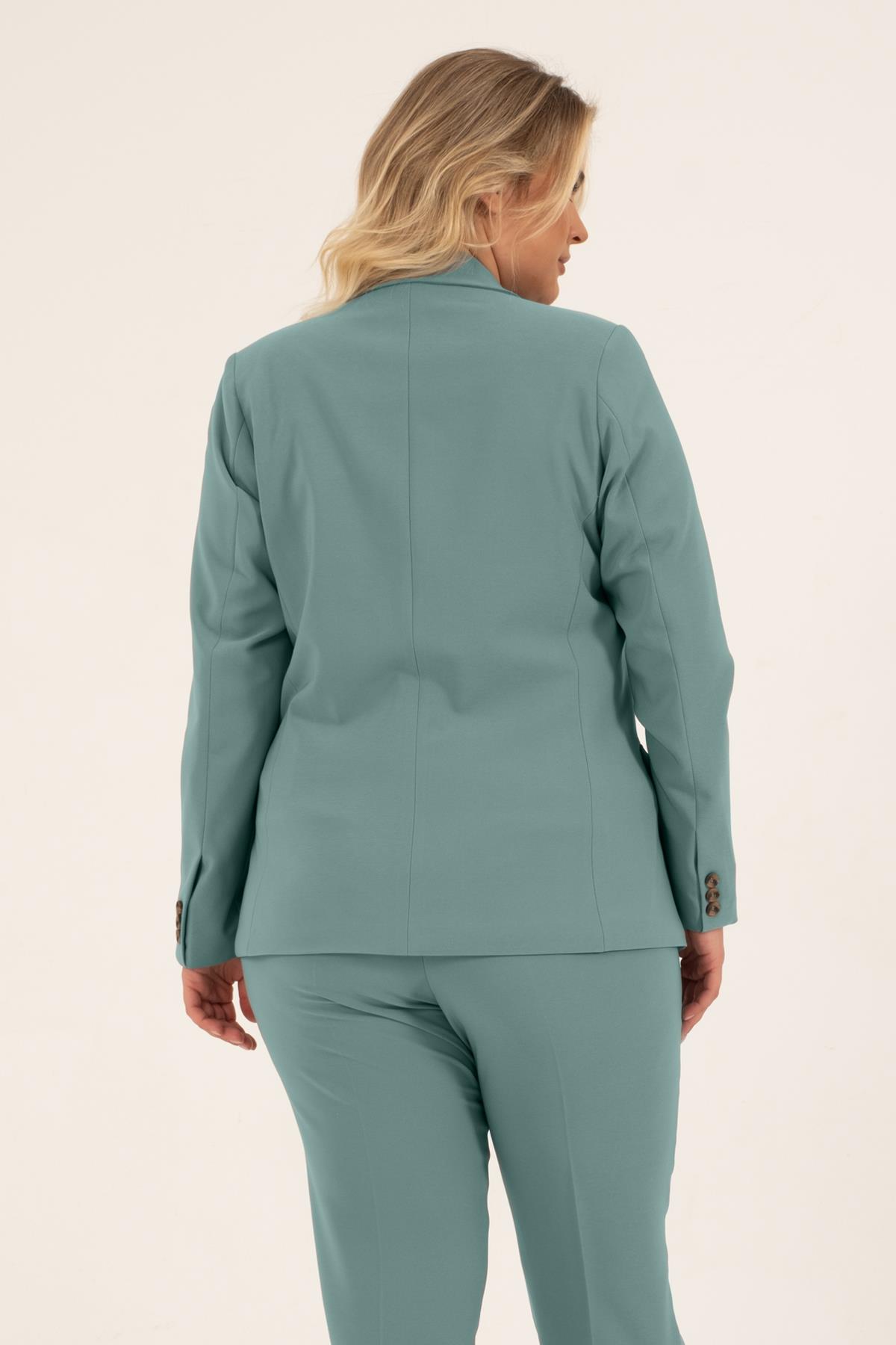 Myline-Astarlı Blazer Ceket-Büyük Beden Ceket-128631