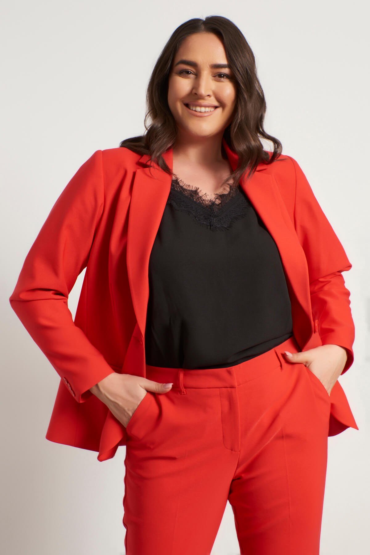 Myline-Astarlı Blazer Ceket-Büyük Beden Ceket-56142