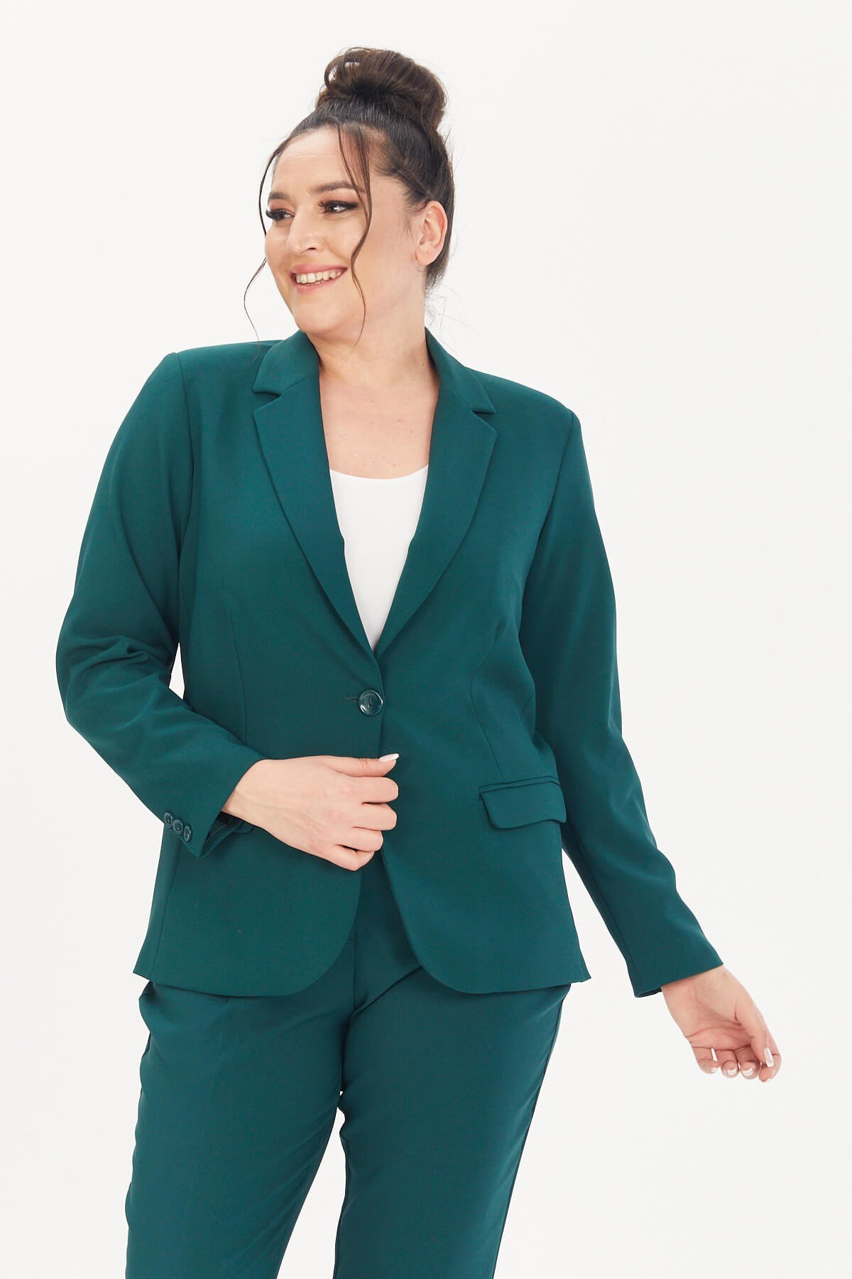 Myline-Astarlı Blazer Ceket-Büyük Beden Ceket-66598