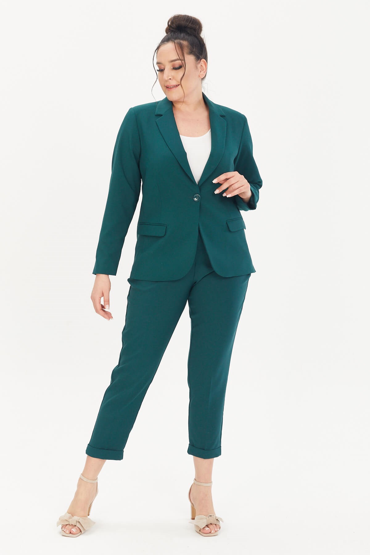 Myline-Astarlı Blazer Ceket-Büyük Beden Ceket-66598